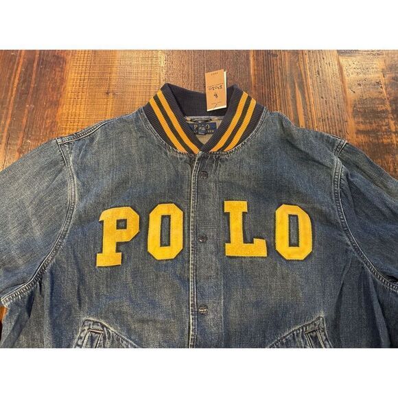 NWT Polo Ralph Lauren Varsity Spell Out Denim Bomber MENS 2XB Jacket $348 - Picture 2 of 6